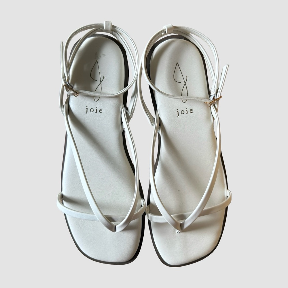 Joie Vida White Leather Strappy Flat Sandals US7
